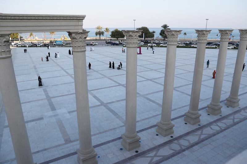 SHARJAH , UNITED ARAB EMIRATES , December 21– 2020 :-  Visitors at the Khor Fakkan amphitheatre in Sharjah. ( Pawan Singh / The National ) For News/Standalone/Instagram/Big Picture.
