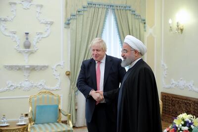 epa06380590 A handout photo made available by the presidential official website shows, Iranian president Hassan Rouhani (R) greets British Foreign Secretary Boris Johnson at the presidential office in Tehran, Iran, 10 December 2017. Reports state Johnson is visiting Tehran in a bid to secure the release of British-Iranian Nazanin Zaghari-Ratcliffe, who has been jailed there for nearly two years. The trip is the third by a British Foreign Secretary since 2003 and comes at a time of tension in the Middle East over Donald Trump's announcement that he is recognizing Jerusalem as the capital of Israel.  EPA/PRESIDENTIAL OFFICE/ HANDOUT  HANDOUT EDITORIAL USE ONLY/NO SALES