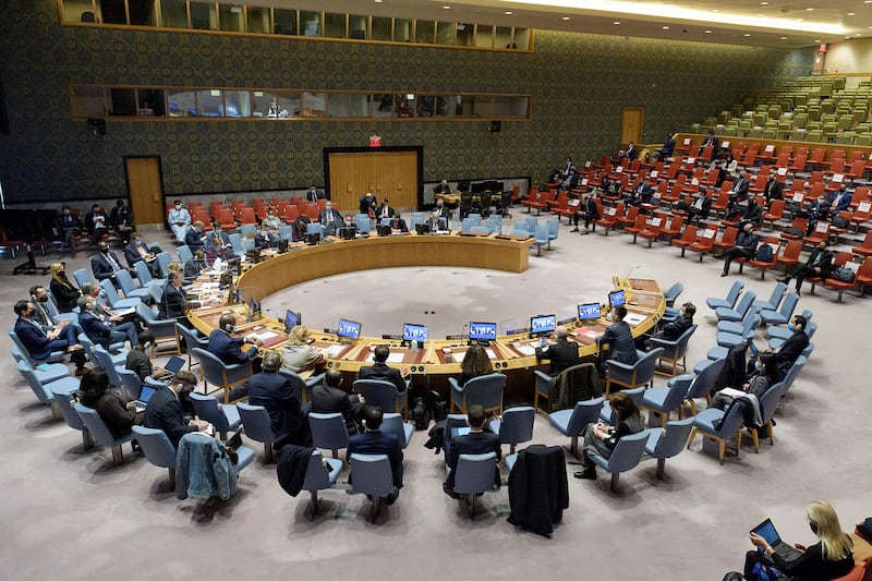 This photo provided by the United Nations shows the Security Council chamber last month. AP