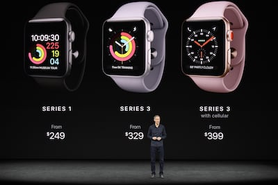 Jeff Williams, chief operating officer of Apple Inc., speaks about Apple Watch during an event at the Steve Jobs Theater in Cupertino, California, U.S., on Tuesday, Sept. 12, 2017. Apple Inc.��unveiled a new Watch on Tuesday that can make calls and access the internet without an iPhone nearby, freeing the device from a limitation that had given some potential buyers pause. Photographer: David Paul Morris/Bloomberg