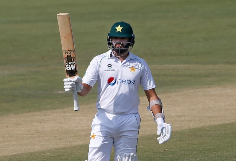 Pakistan batsman Azhar Ali celebrates after reaching 50 against South Africa. AP