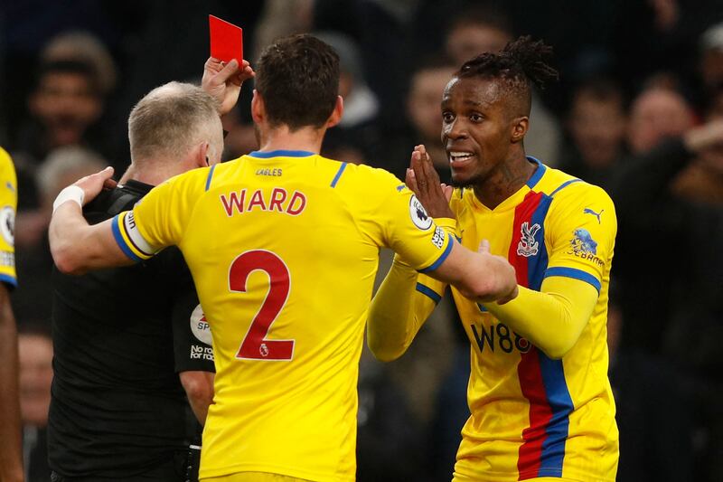 Wilfried Zaha – 3. A miserable day for the Palace forward, who was booked for a challenge on Royal early on before being shown a second yellow for a push on Sanchez. Reckless behaviour, with his team 2-0 down at the time. AFP