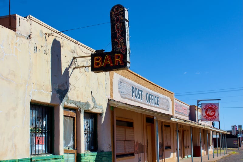 Many of Van Horn's closed-up shops and businesses give it a ghost town feel. Holly Aguirre / The National