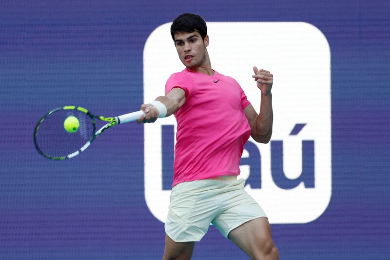 Carlos Alcaraz beat Tommy Paul in the Miami Open fourth round to keep alive his title defence. Reuters
