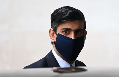 Britain's Chancellor of the Exchequer, Rishi Sunak leaves the New Broadcasting House following an interview on BBC TV's The Andrew Marr Show, amid the spread of the coronavirus disease (COVID-19), in London, Britain, February 28, 2021. REUTERS/Toby Melville