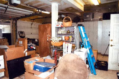 An image in the report from special counsel Robert Hur shows the cluttered garage of President Joe Biden in Wilmington, Delaware, during a search by the FBI. AP