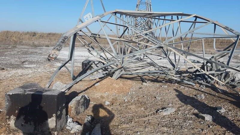  Jurf Al Sakhar attack: after ISIS conducted an attack there last night on an electricity tower. Photo supplied by residents of the southern Iraqi governorate of Babel