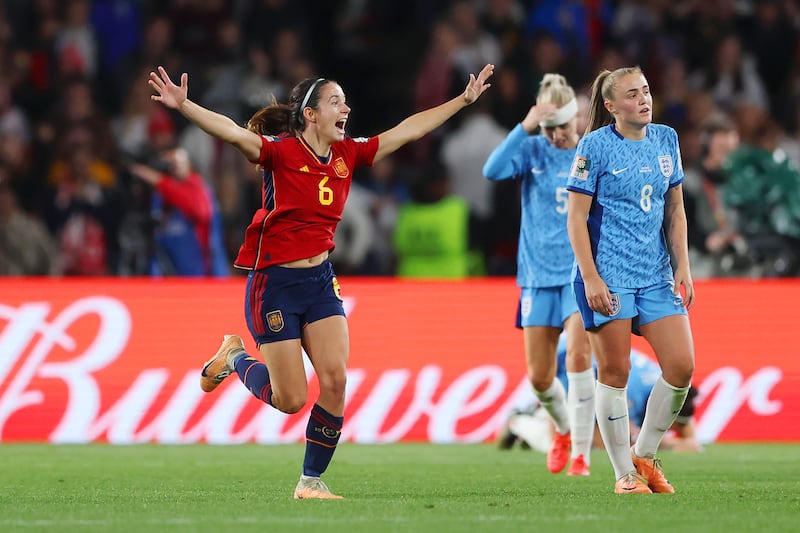 Aitana Bonmati of Spain celebrates after the team's victory. Getty 
