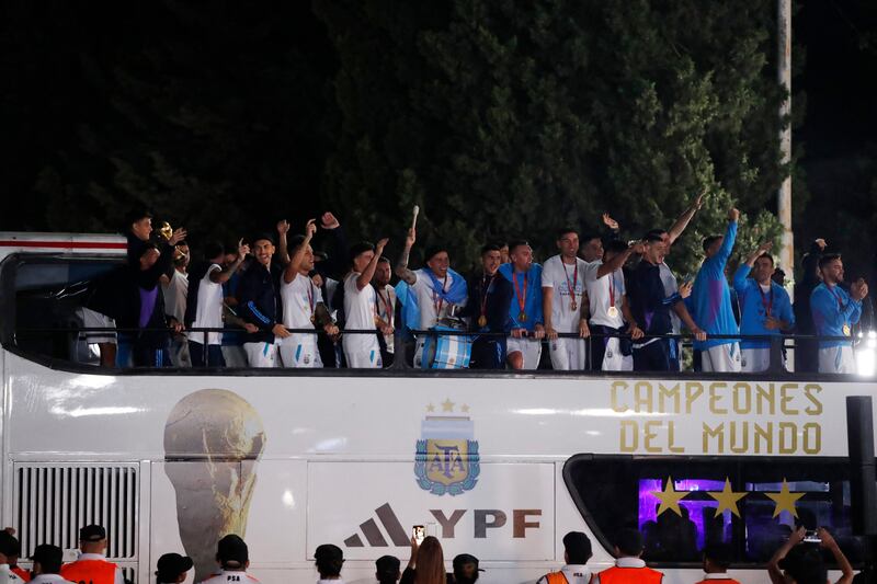 Argentina's players at Ezeiza International Airport. Reuters