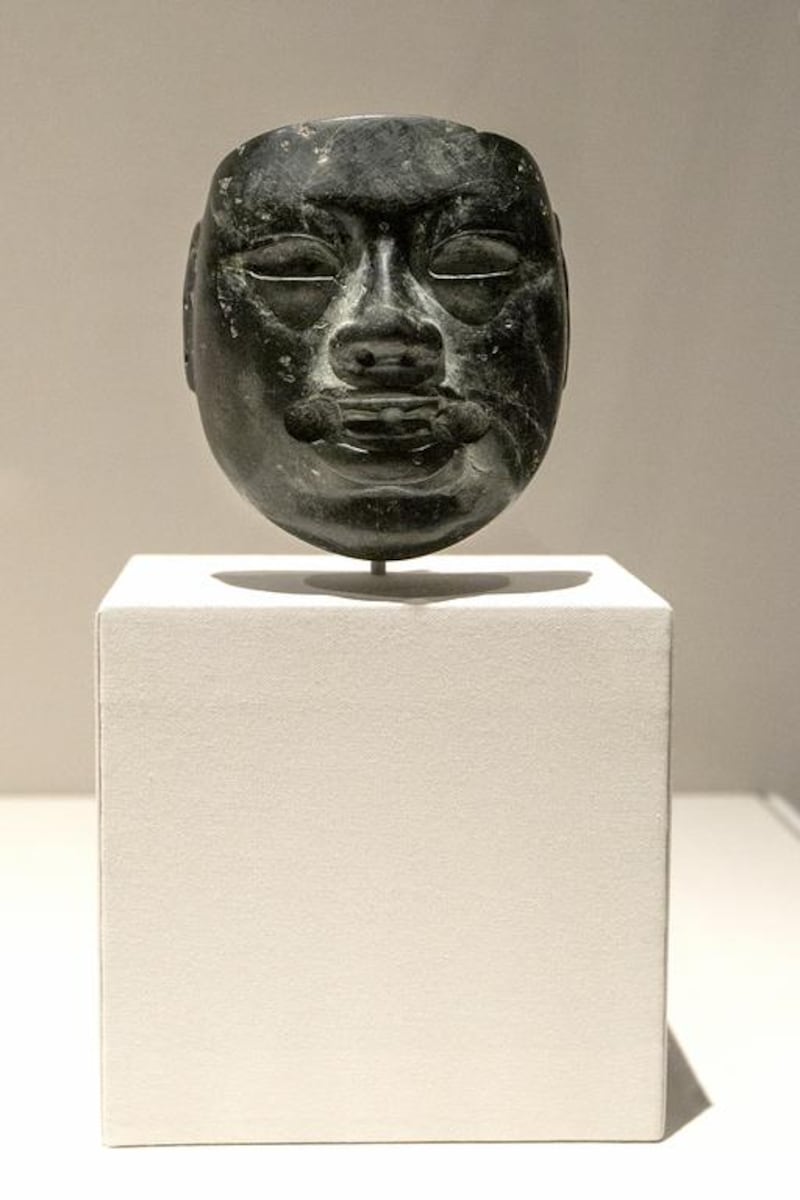 Olmec stone mask, greenstone, 500-300BC, Mexico. Mona Al-Marzooqi / The National