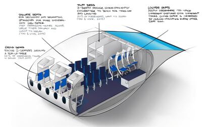 Passengers will be seated in the wings of the Flying-V. Courtesy TUDulft