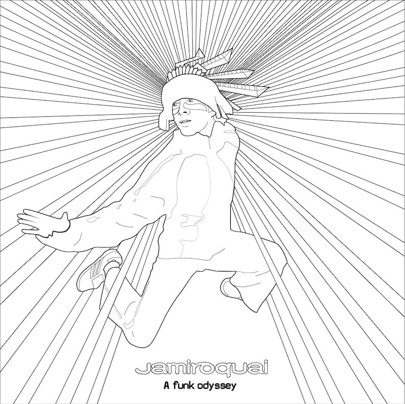 You can colour in album covers such as 'A Funk Odyssey' by Jamiroquai with Sony's new online concept. Scroll through to see some other options you can download. Sony Music UK