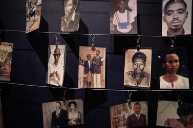 Photographs of victims of crimes against humanity in Rwanda are displayed at Kigali Genocide Memorial in the country’s capital, Kigali. AFP