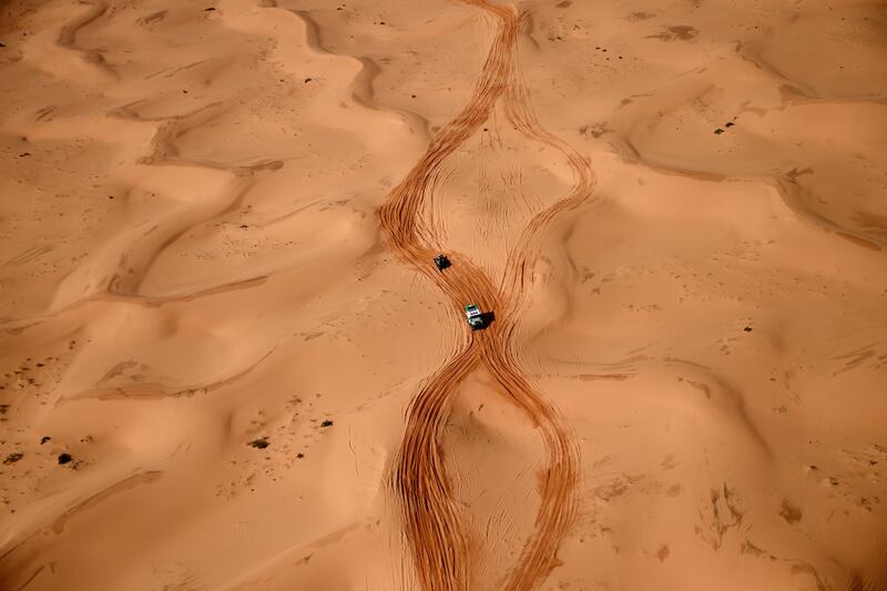 Competitors ride during Stage 3 of the Dakar Rally between Al Artawiya and Al Qaysumah in Saudi Arabia, on Tuesday,  January 4. AFP