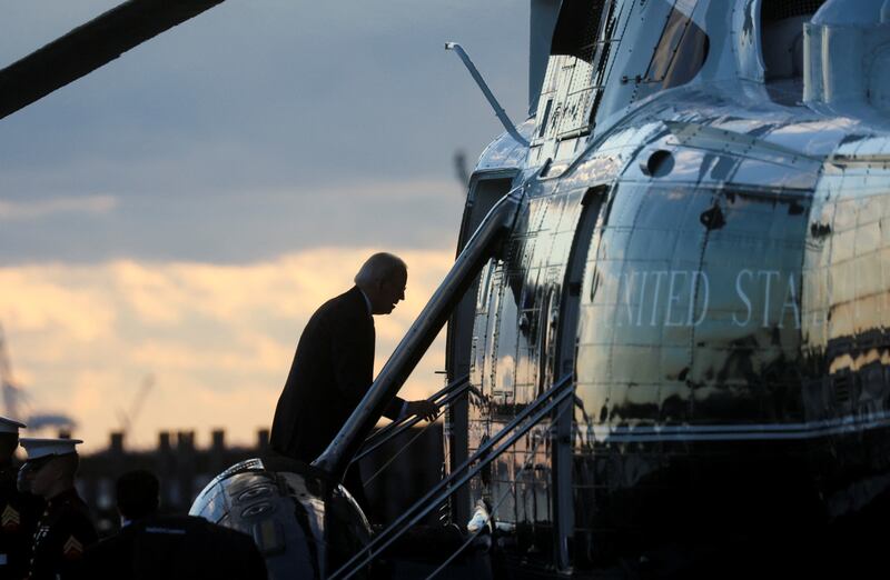 US President Joe Biden boards Marine One to travel back to Washington after attending the 77th UNGA. Reuters