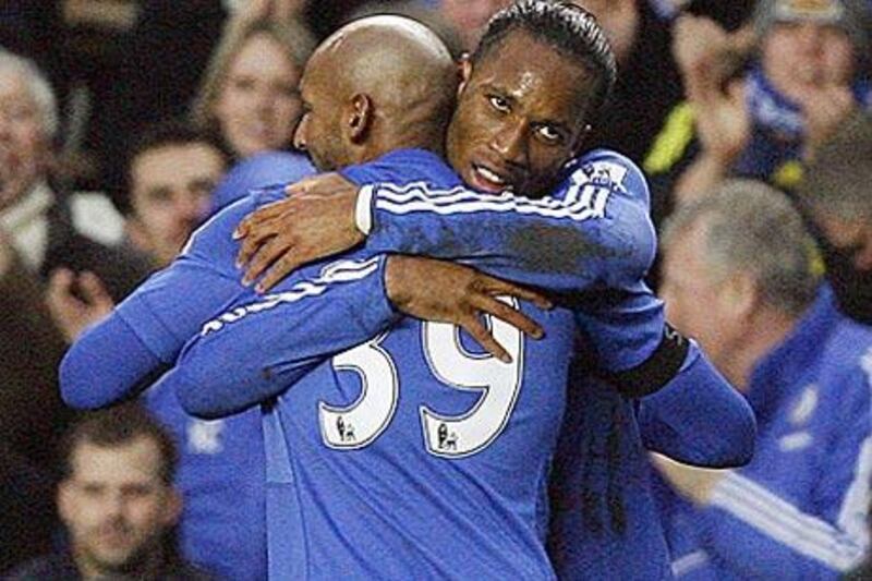 Didier Drogba, facing, is expected to partner Nicolas Anelka in today's clash with Wolves.
