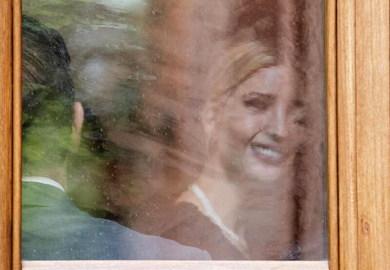 Ivanka Trump smiles during a meeting at the Sant’ Egidio Christian community in Rome, Italy.  Massinmo Percossi / EPA