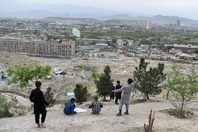 Boys prepare to fly kites during a kite battle on a hillside in Kabul, Afghanistan. All photos by Wakil Kohsar / AFP