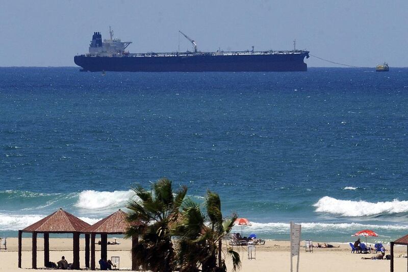 The SCF Altai tanker anchors near the southern Israeli city of Ashkelon. Israel received the first shipment of disputed Kurdish oil over the weekend. David Buimovitch / AFP