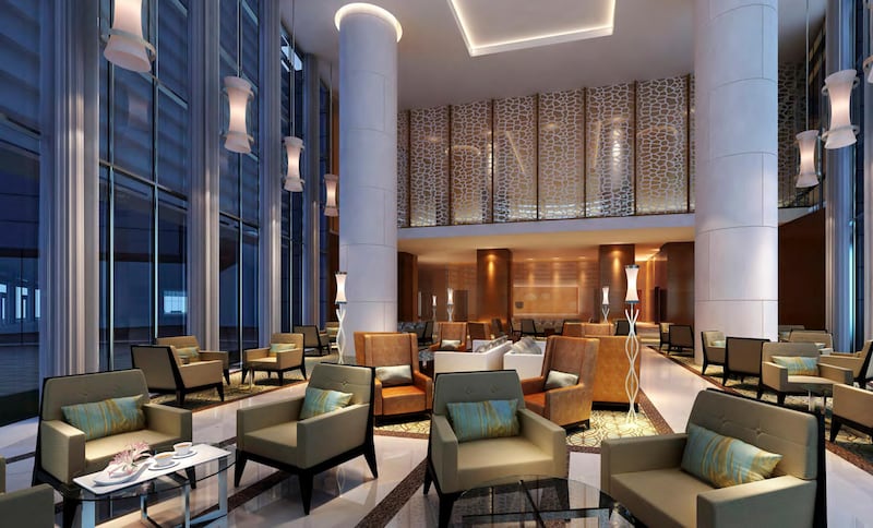 Handout: The lobby at the Rosewood, Abu Dhabi (Courtesy Rosewood Hotels & Resorts)