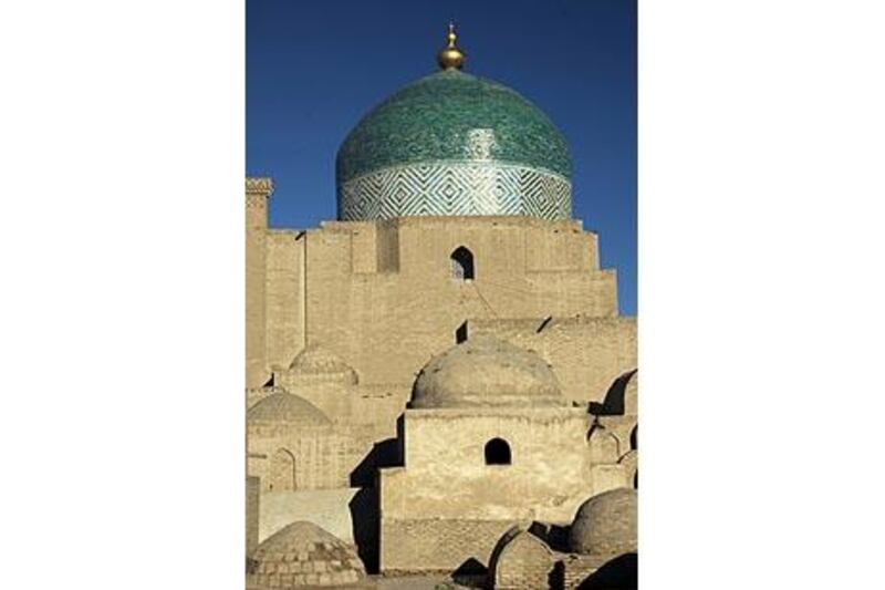 The Pahlavon Mohammed Mausoleum is among the attractions in Khiva, one of the most intact of the old cities in Central Asia.