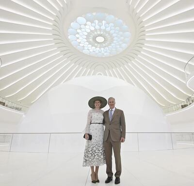 Queen Mathilde and King Philippe in the UAE Pavilion at Expo 2020 Dubai. Photo: Belgian Royal Palace