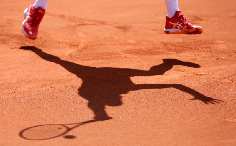 Serbia's Novak Djokovic in action against Karen Khachanov of Russia during their semi-final match at the Serbia Open tennis tournament in Belgrade. EPA