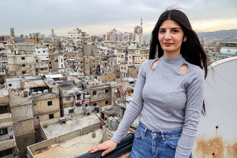 Nirmeen Hazineh, a Palestinian refugee in Lebanon, at the Shatila camp for refugees in Beirut. Young people in the camps say they dream of leaving the struggling country where their families took refuge generations ago. AFP