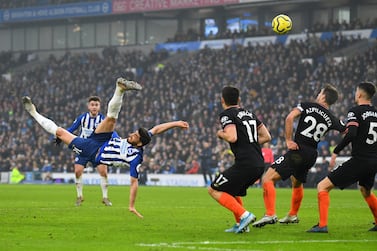 Soccer Football - Premier League - Brighton & Hove Albion v Chelsea - The American Express Community Stadium, Brighton, Britain - January 1, 2020 Brighton & Hove Albion's Alireza Jahanbakhsh scores their first goal REUTERS/Dylan Martinez EDITORIAL USE ONLY. No use with unauthorized audio, video, data, fixture lists, club/league logos or "live" services. Online in-match use limited to 75 images, no video emulation. No use in betting, games or single club/league/player publications. Please contact your account representative for further details. TPX IMAGES OF THE DAY