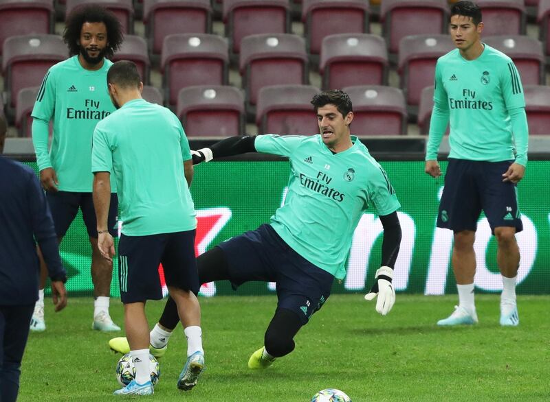 Real Madrid players train at the  at the TT Ali Samiyen sport complex in Istanbul ahead of the Champions League match against Galatasaray. EPA