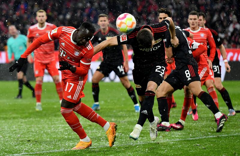 Bayern striker Sadio Mane, left, returned from injury as a second-half substitute against Union Berlin. EPA