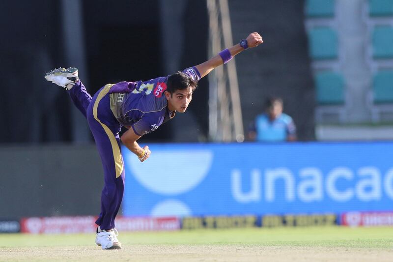 Kamlesh Nagarkoti of Kolkata Knight Riders bowls during match 42 of season 13 of the Dream 11 Indian Premier League (IPL) between the Kolkata Knight Riders and the Delhi Capitals at the Sheikh Zayed Stadium, Abu Dhabi  in the United Arab Emirates on the 24th October 2020.  Photo by: Pankaj Nangia  / Sportzpics for BCCI