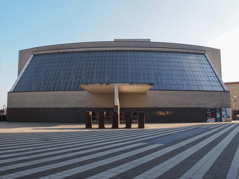 JB9M9R MILAN, ITALY - FEBRUARY 23, 2014: Teatro degli Arcimboldi theatre was designed by Vittorio Gregotti with Mario Botta and Elisabetta Fabbri in 2001 for the temporary closure of La Scala opera house. Alamy