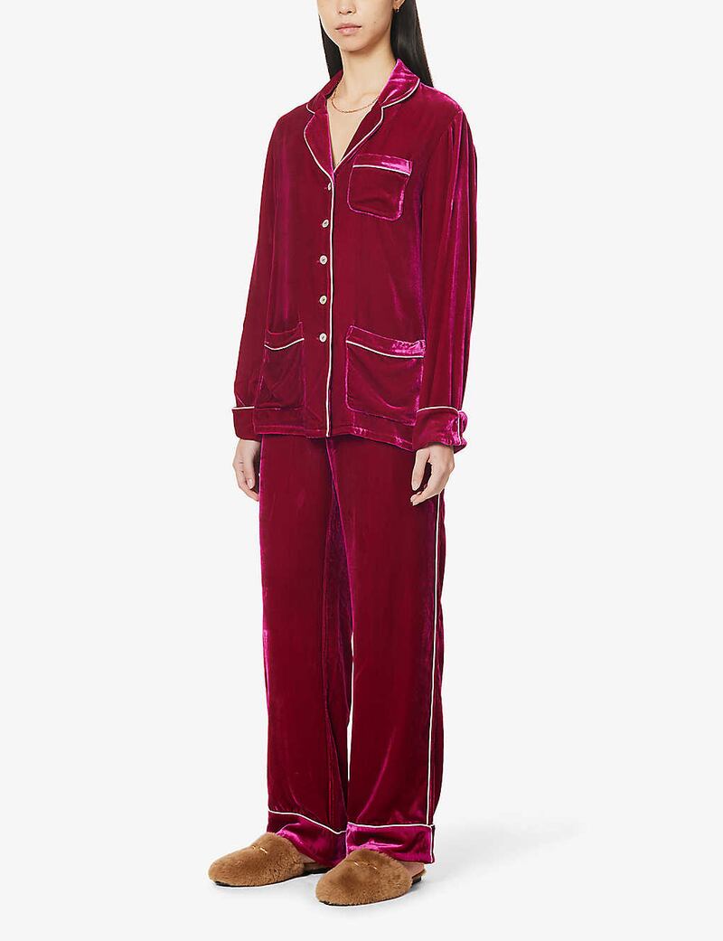 Velour tracksuits: Coco velvet pyjamas, Dh2,001, Olivia Von Halle at Selfridges