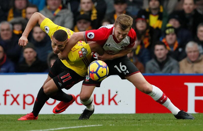 Southampton's James Ward-Prowse in action with Watford's Richarlison. David Klein / Reuters