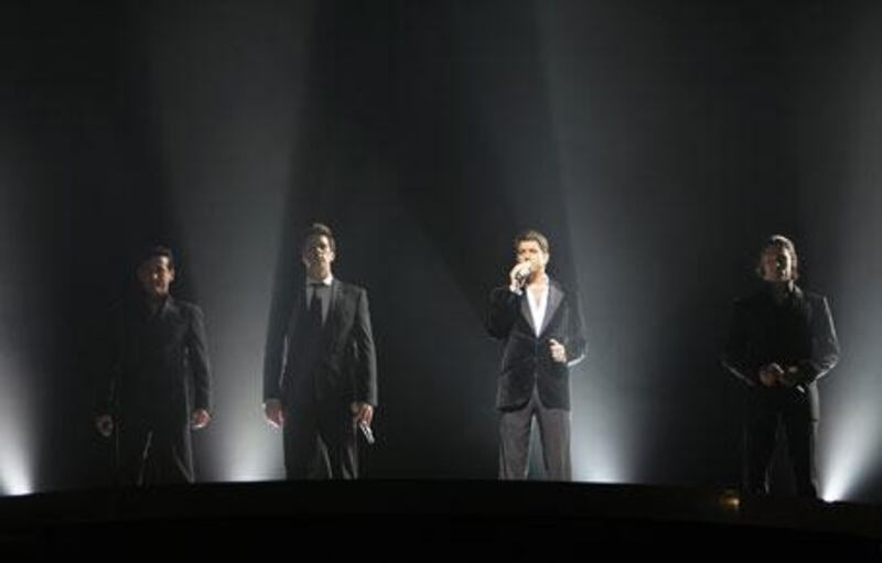 The classical-pop group Il Divo with Carlos Marin of Spain, David Miller of the US, Sebastien Izambard of France and Urs Buehler of Switzerland, during a performance in Switzerland, in June 2007.