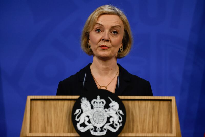 UK Prime Minister Liz Truss at Downing Street on Friday. Bloomberg