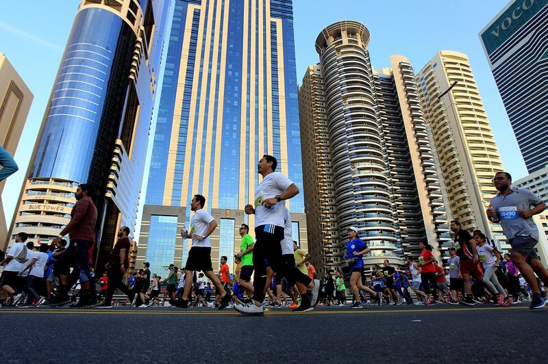 Dubai, October, 08 2019: People participate in the Dubai Run in Dubai . Satish Kumar/ For the National