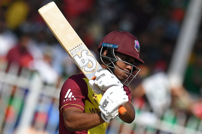 West Indies' Evin Lewis during the 2021 T20 World Cup at the Sharjah Cricket Stadium. AFP