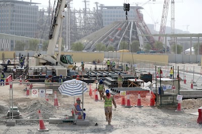 Dubai, United Arab Emirates - July 22, 2019: Al Wasl Plaza and UAE Pavilion. Expo 2020 Dubai Open Doors. A sneak peek of the worldÕs greatest show now. Monday the 22nd of July 2019. Expo 2020 site, Dubai. Chris Whiteoak / The National