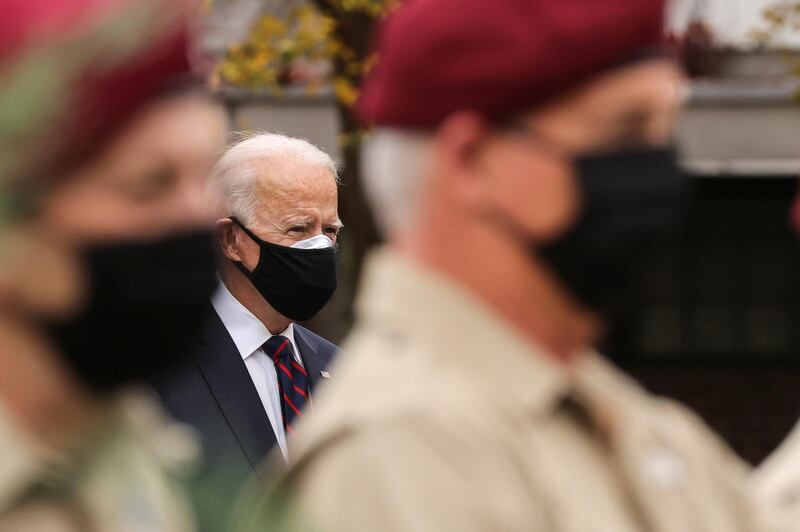 US President-elect Joe Biden attends a Veterans Day observance in Philadelphia, Pennsylvania.  Reuters