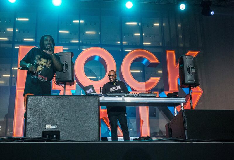 Abu Dhabi, United Arab Emirates - DJ Jazzy Jeff with singer Dane Jordan at the Block Party at The Galleria, Al Maryah Island.  Leslie Pableo for The National