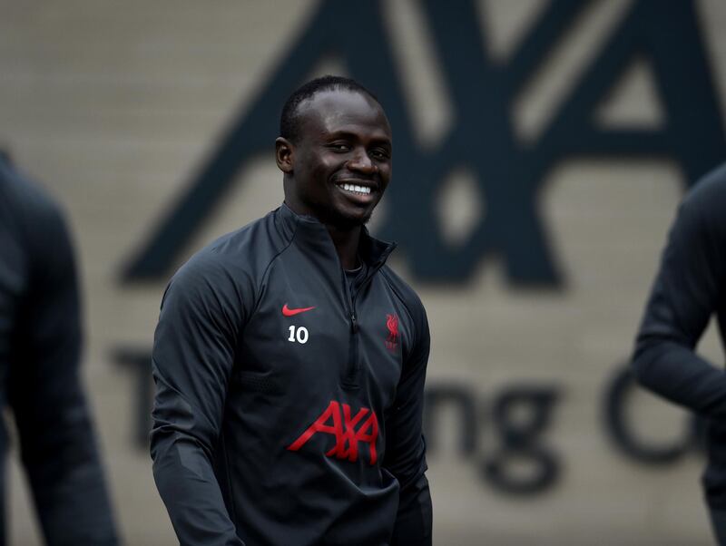 KIRKBY, ENGLAND - JANUARY 13: (THE SUN OUT, THE SUN ON SUNDAY OUT) Sadio Mane of Liverpool during a training session at AXA Training Centre on January 13, 2021 in Kirkby, England. (Photo by Andrew Powell/Liverpool FC via Getty Images)