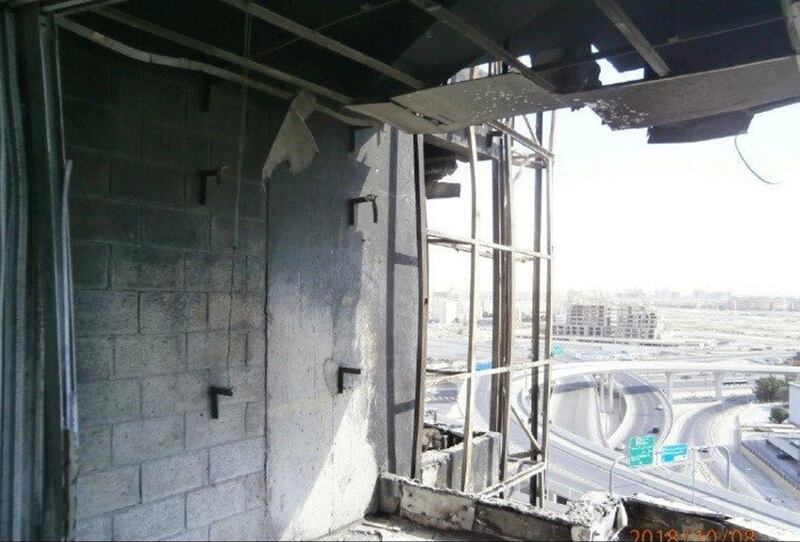 Balcony level 13 at Zen Tower fire. courtesy: Rose City Contracting Company 