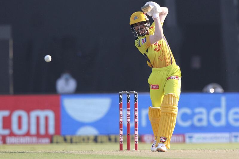 Ruturaj Gaikwad of Chennai Superkings  plays a shot during match 53 of season 13 of the Dream 11 Indian Premier League (IPL) between the Chennai Super Kings and the Kings XI Punjab at the Sheikh Zayed Stadium, Abu Dhabi  in the United Arab Emirates on the 1st November 2020.  Photo by: Pankaj Nangia  / Sportzpics for BCCI