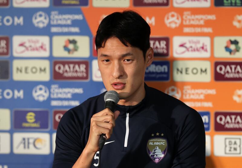 South Korean international Park Yong-woo during the press conference.