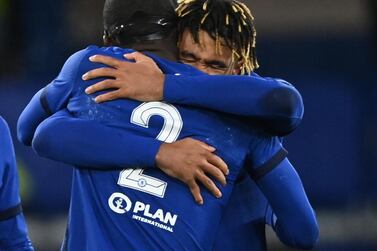 Chelsea's Reece James and Antonio Rudiger celebrate after the win against Real Madrid. Reuters