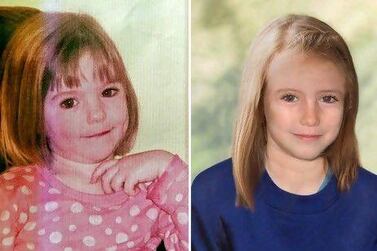 Madeleine McCann when she was three-years-old, left, and an image of how police believe Madeleine would look today, aged nine.