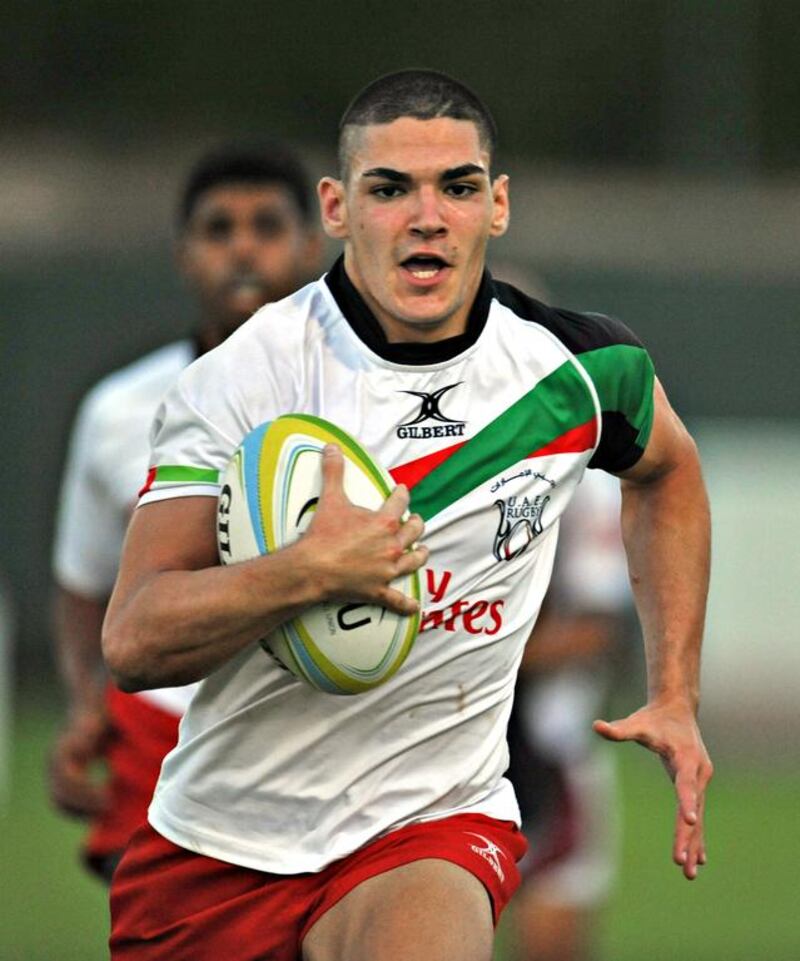 Adel Al Hendi will captain the national Under 20 side at the Asian Sevens Series this weekend in Hong Kong. Jeff Topping for The National

