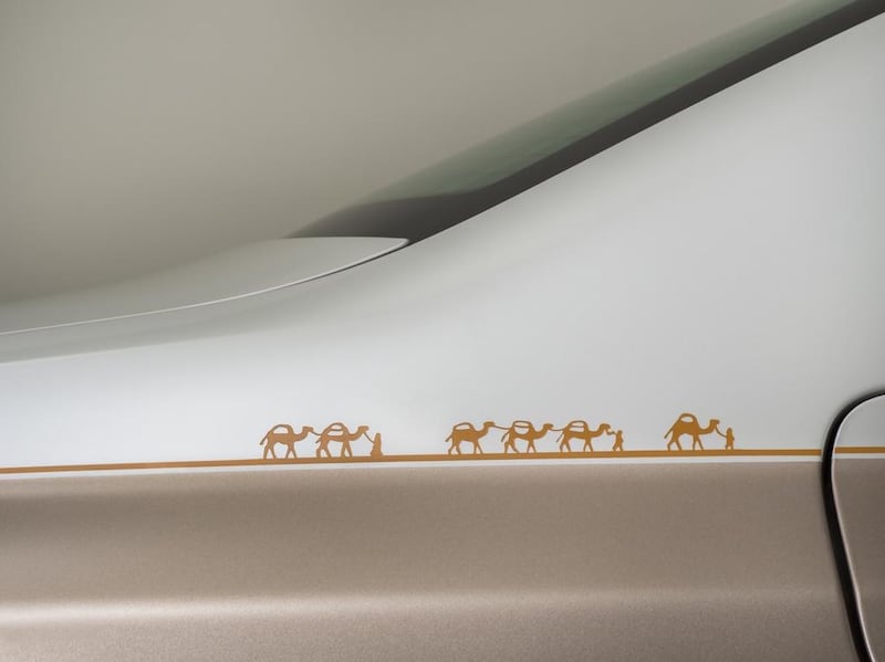 Detail of the Wisdom Collection Rolls-Royce Ghost, inspired by ancient trade routes. Courtesy Abu Dhabi Motors